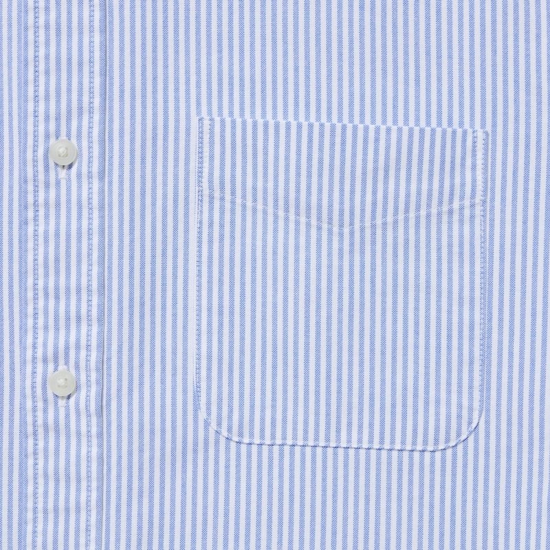 Men Uniqlo Oxford Striped Slim Fit Long-sleeve Shirts Blue | 5192175