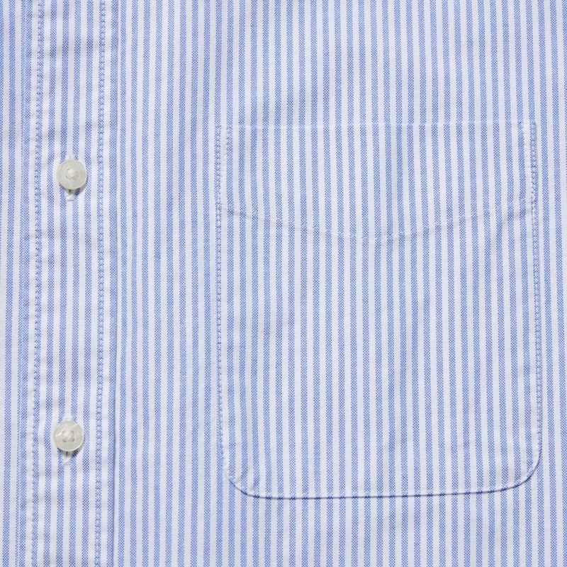 Men Uniqlo Oxford Striped Slim-fit Long-sleeve Shirts Blue | 8082188