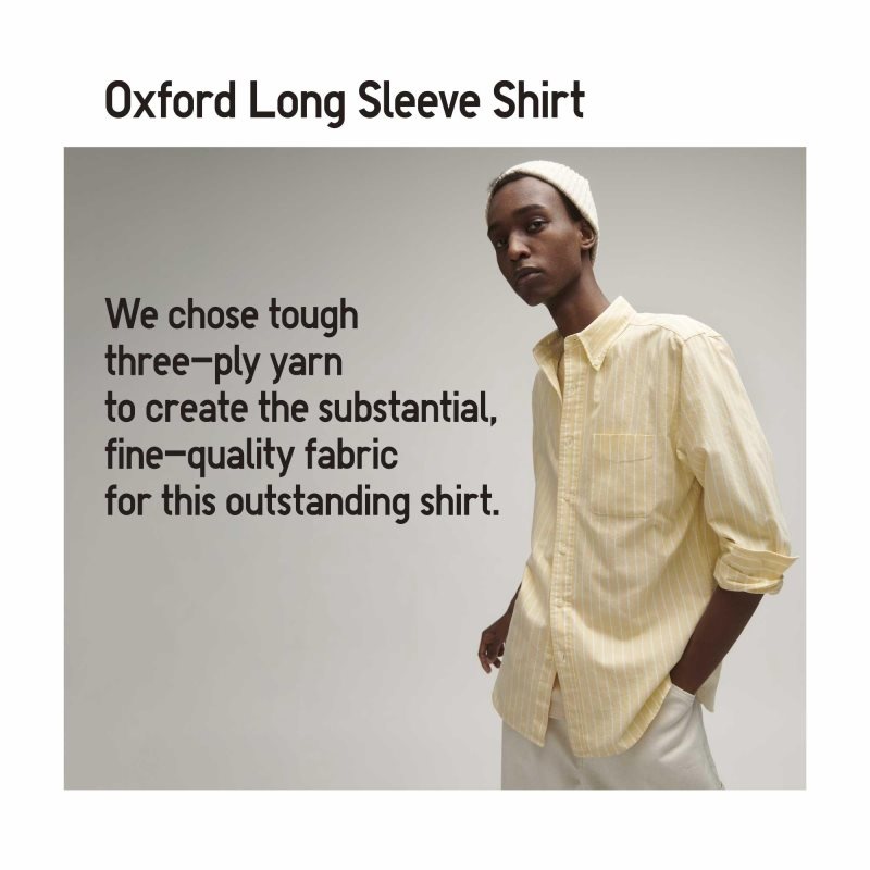 Men Uniqlo Oxford Striped Slim-fit Long-sleeve Shirts Blue | 8082188