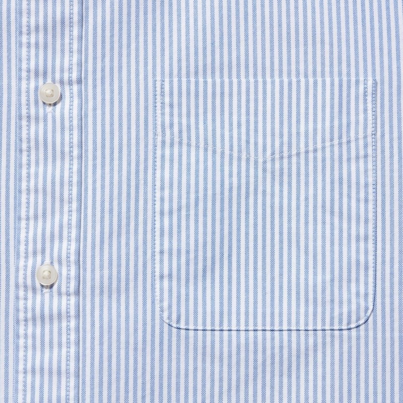 Men Uniqlo Oxford Striped Slim-fit Long-sleeve Shirts Blue | 6976012