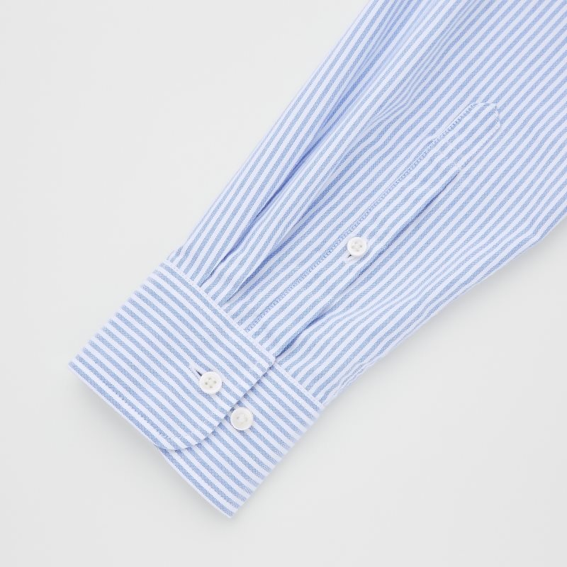 Men Uniqlo Oxford Striped Slim-fit Long-sleeve Shirts Blue | 9905881