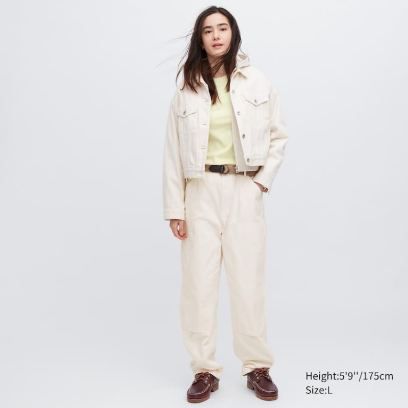Men Uniqlo Painter Pants White | 5425052
