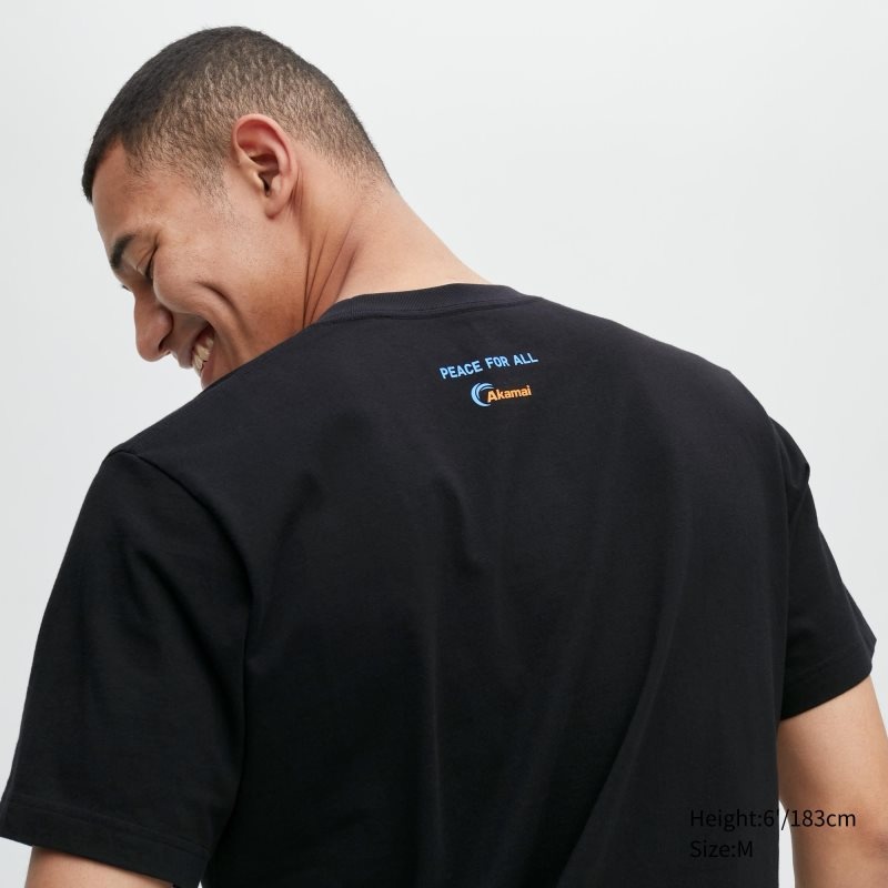 Men Uniqlo Peace For All Akamai Short-sleeve Graphic T Shirts Black | 3649700