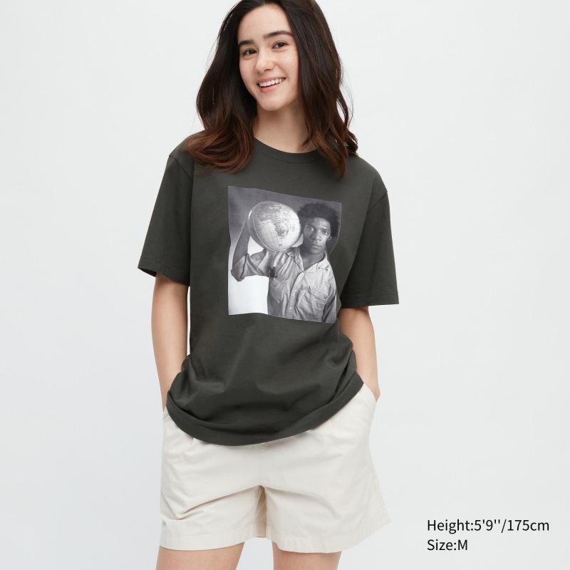 Men Uniqlo Peace For All Basquiat Short-sleeve Graphic T Shirts Grey | 6636380