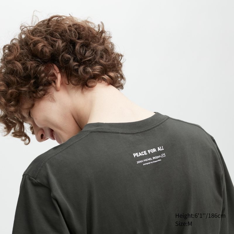 Men Uniqlo Peace For All Basquiat Short-sleeve Graphic T Shirts Grey | 6636380