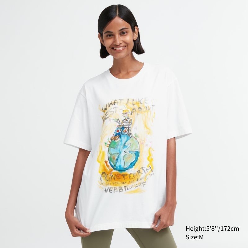Men Uniqlo Peace For All Francesco Risso Short-sleeve Graphic T Shirts White | 7186410