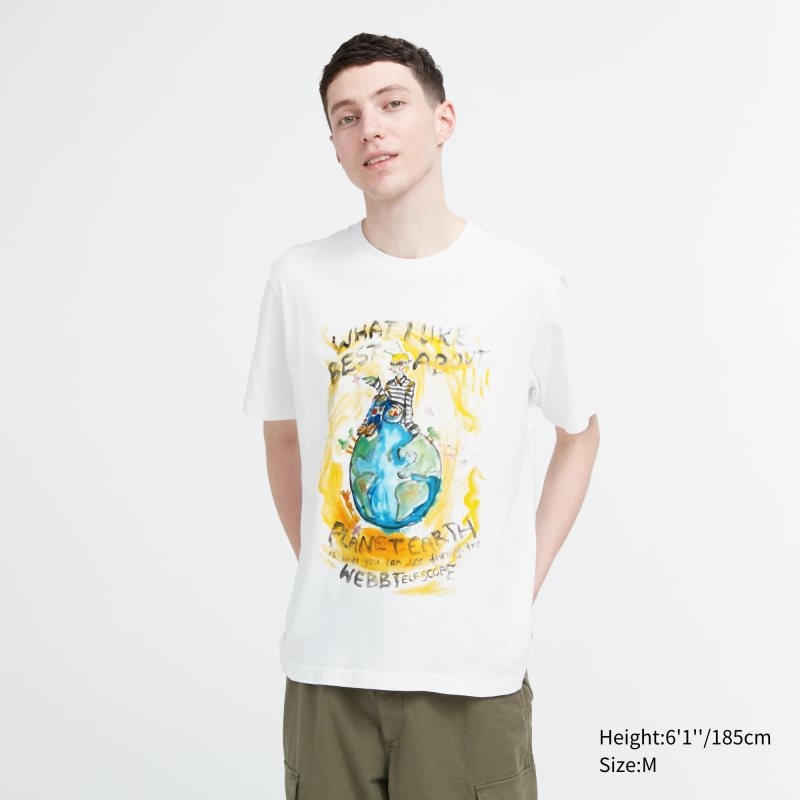 Men Uniqlo Peace For All Francesco Risso Short-sleeve Graphic T Shirts White | 7186410