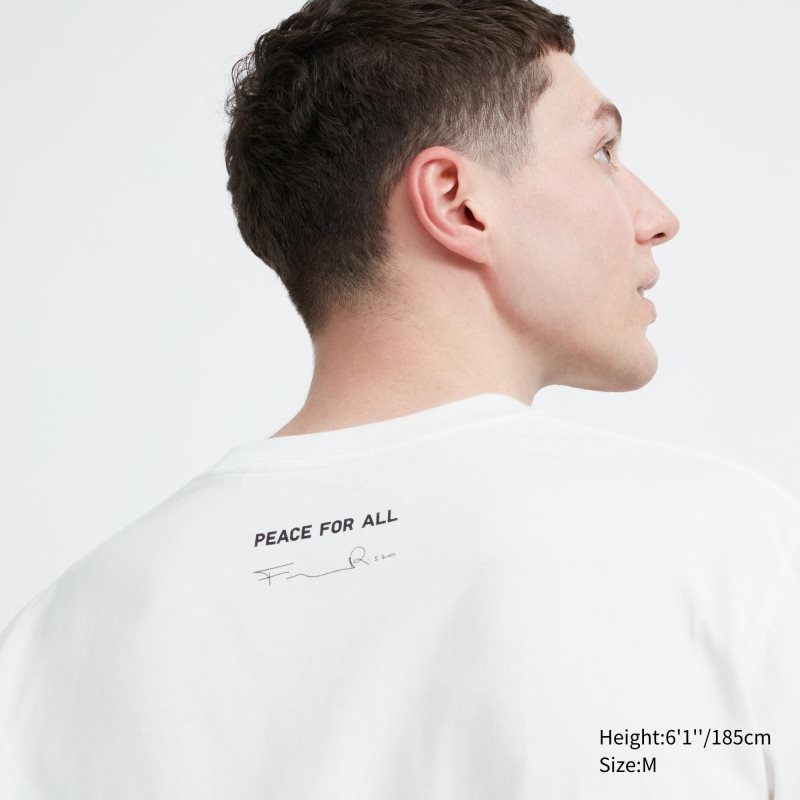 Men Uniqlo Peace For All Francesco Risso Short-sleeve Graphic T Shirts White | 7186410