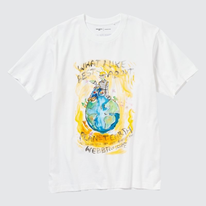 Men Uniqlo Peace For All Francesco Risso Short-sleeve Graphic T Shirts White | 7186410