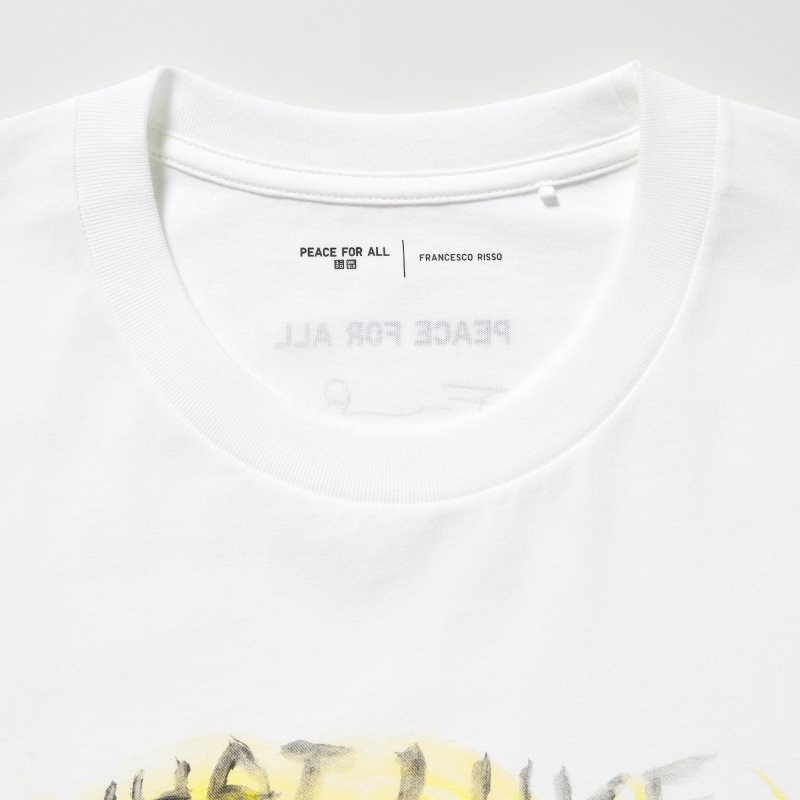 Men Uniqlo Peace For All Francesco Risso Short-sleeve Graphic T Shirts White | 7186410