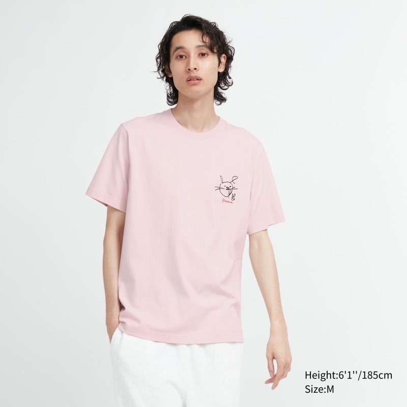 Men Uniqlo Peace For All Haruka Ayase Short-sleeve Graphic T Shirts Pink | 6714034
