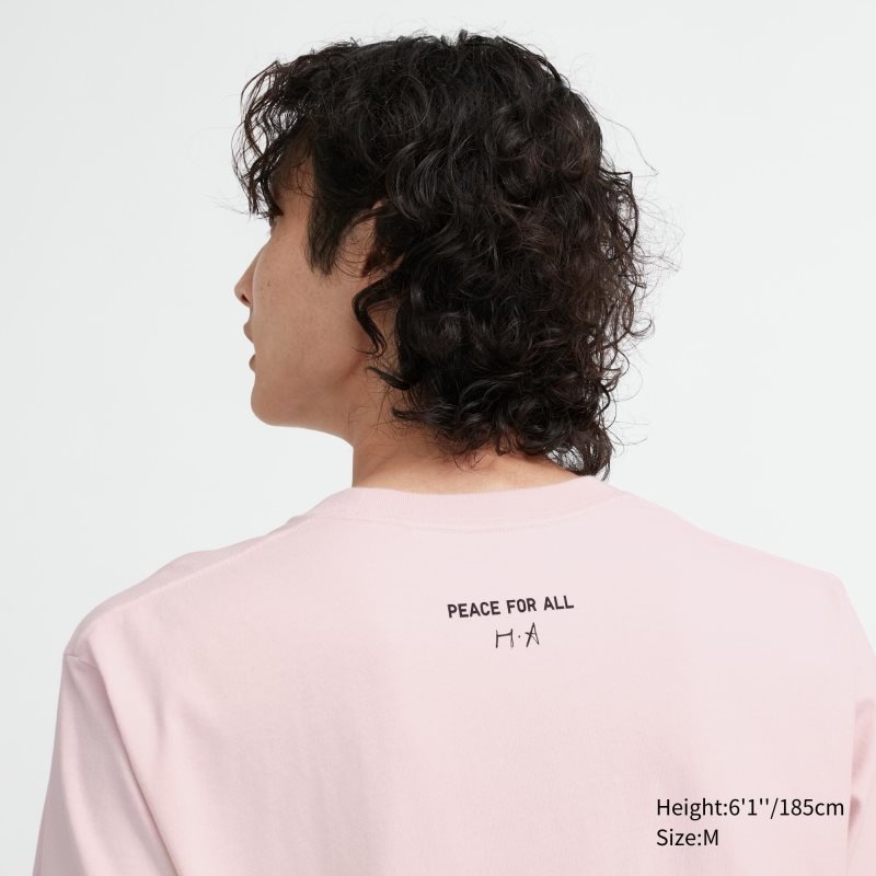 Men Uniqlo Peace For All Haruka Ayase Short-sleeve Graphic T Shirts Pink | 6714034