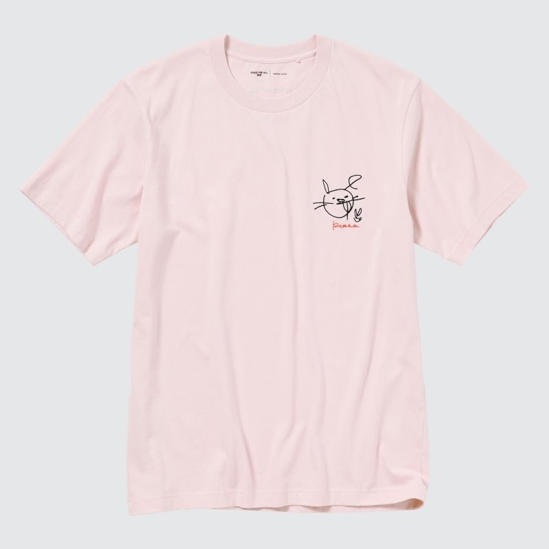 Men Uniqlo Peace For All Haruka Ayase Short-sleeve Graphic T Shirts Pink | 6714034