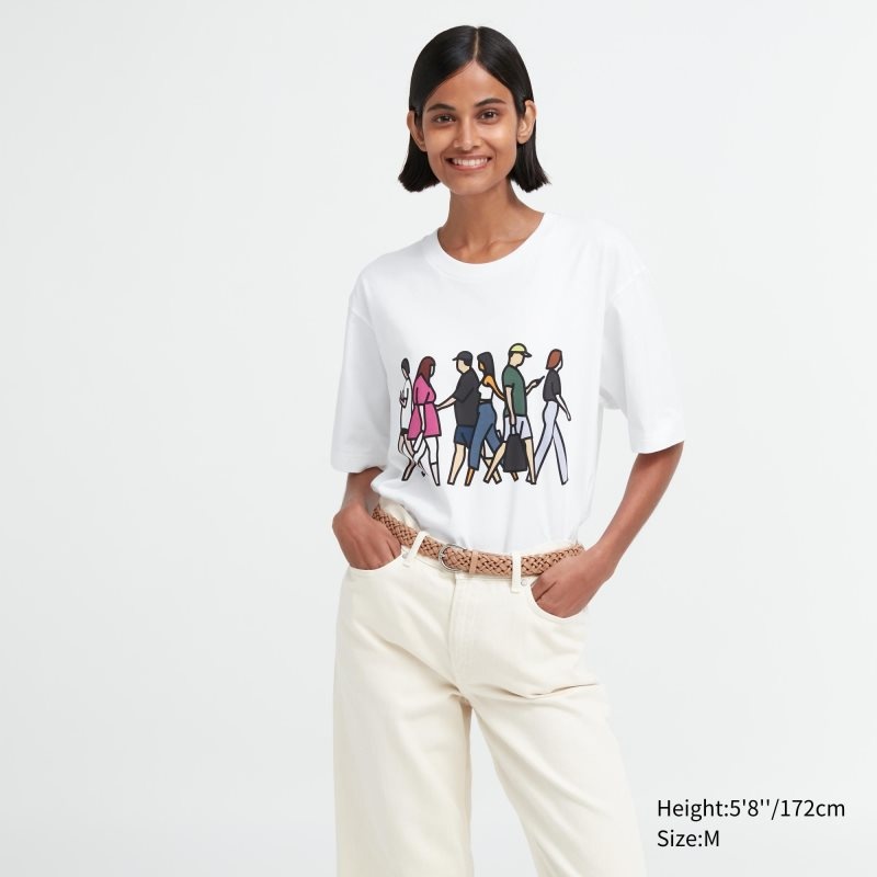 Men Uniqlo Peace For All Julian Opie Short-sleeve Graphic T Shirts White | 3981640