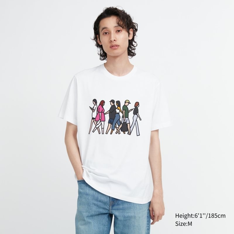 Men Uniqlo Peace For All Julian Opie Short-sleeve Graphic T Shirts White | 3981640