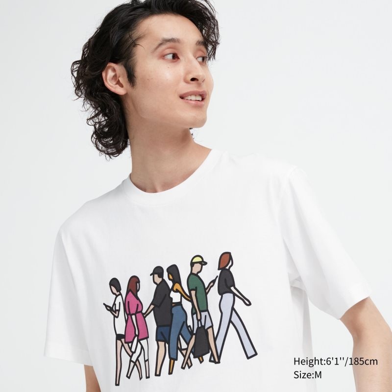 Men Uniqlo Peace For All Julian Opie Short-sleeve Graphic T Shirts White | 3981640