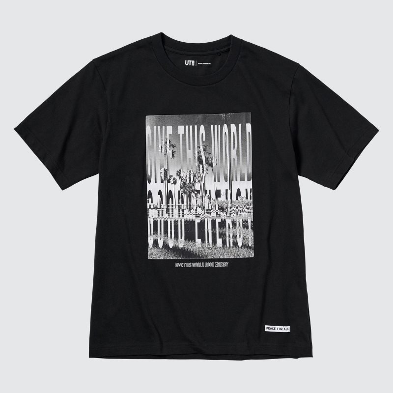 Men Uniqlo Peace For All Kosuke Kawamura Short-sleeve Graphic T Shirts Black | 2285126