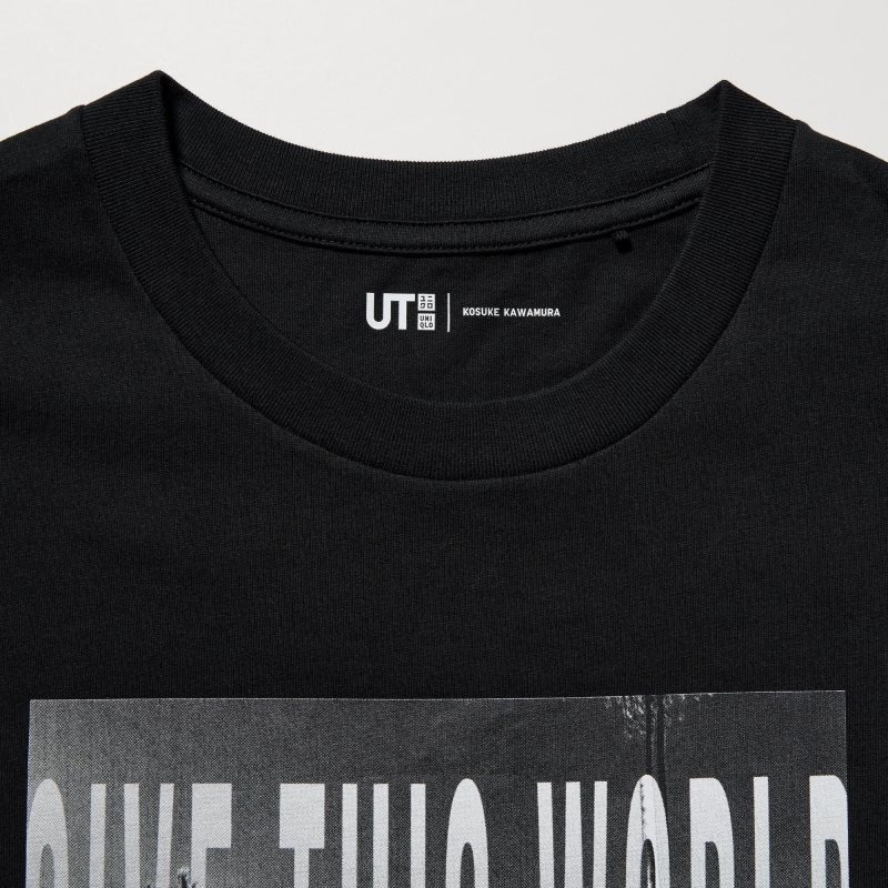 Men Uniqlo Peace For All Kosuke Kawamura Short-sleeve Graphic T Shirts Black | 2285126