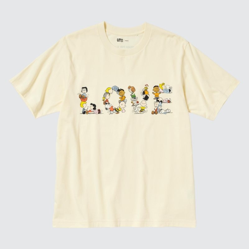 Men Uniqlo Peace For All Peanuts Short-sleeve Graphic T Shirts Yellow | 6565337