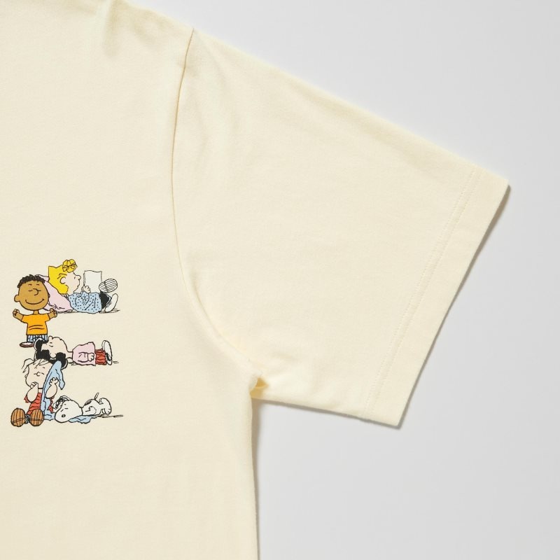 Men Uniqlo Peace For All Peanuts Short-sleeve Graphic T Shirts Yellow | 6565337