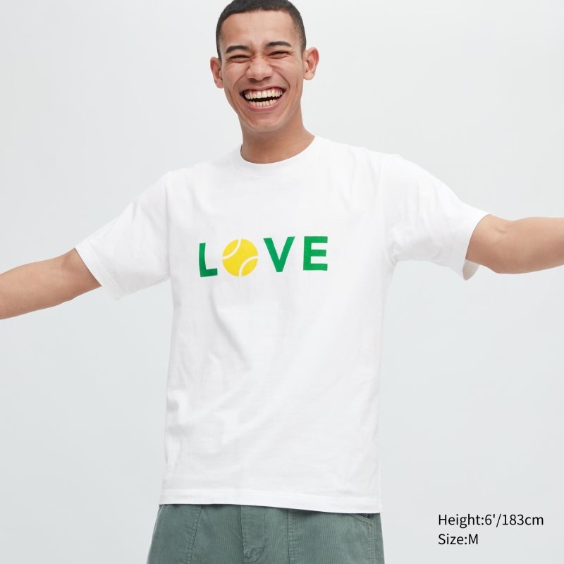 Men Uniqlo Peace For All Roger Federer Short-sleeve Graphic T Shirts White | 618934