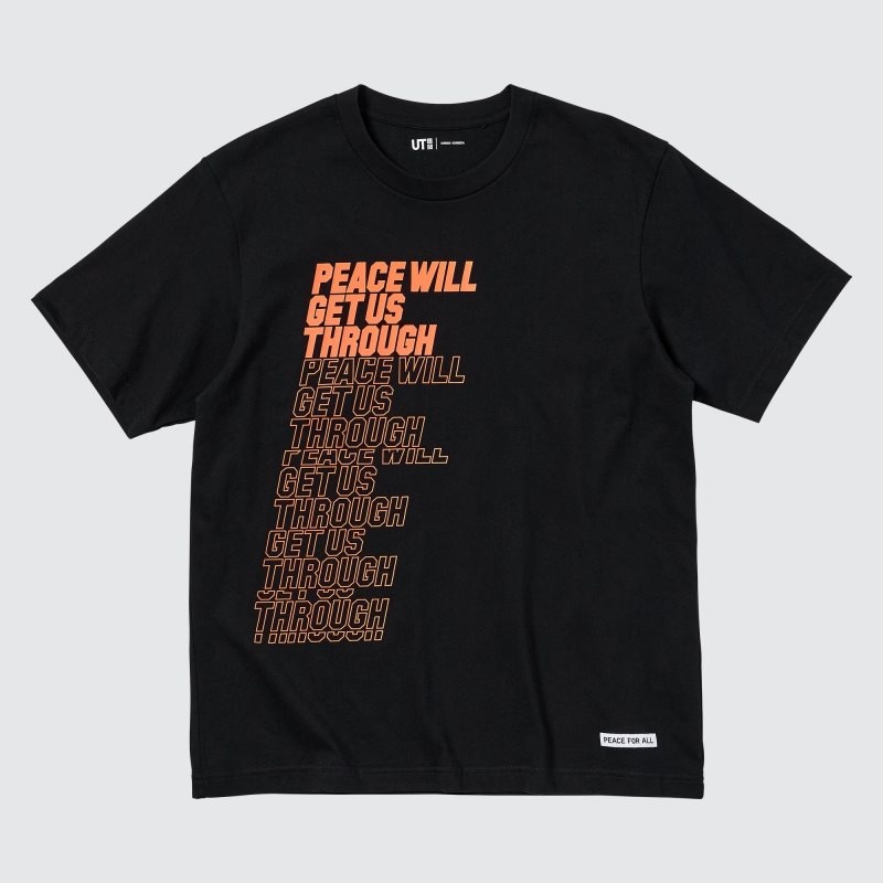 Men Uniqlo Peace For All Shingo Kunieda Short Sleeve Graphic T Shirts Black | 5102136