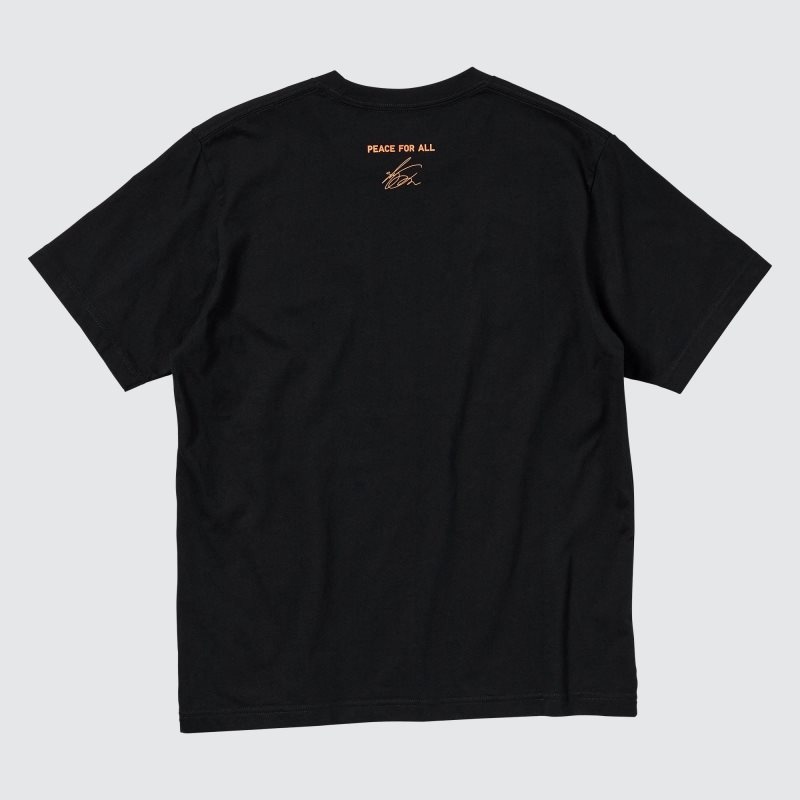 Men Uniqlo Peace For All Shingo Kunieda Short Sleeve Graphic T Shirts Black | 5102136