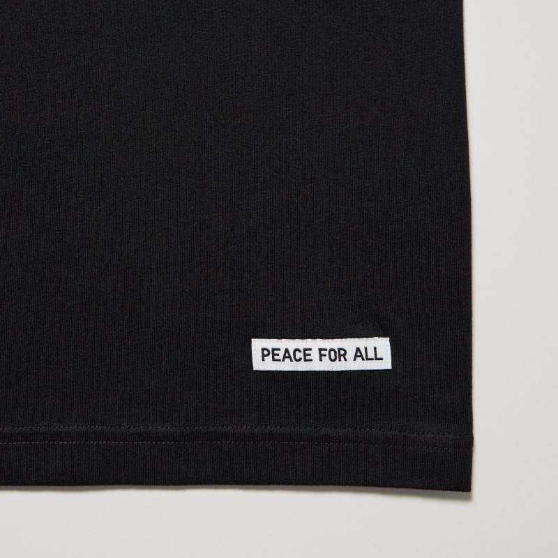 Men Uniqlo Peace For All Shingo Kunieda Short Sleeve Graphic T Shirts Black | 5102136