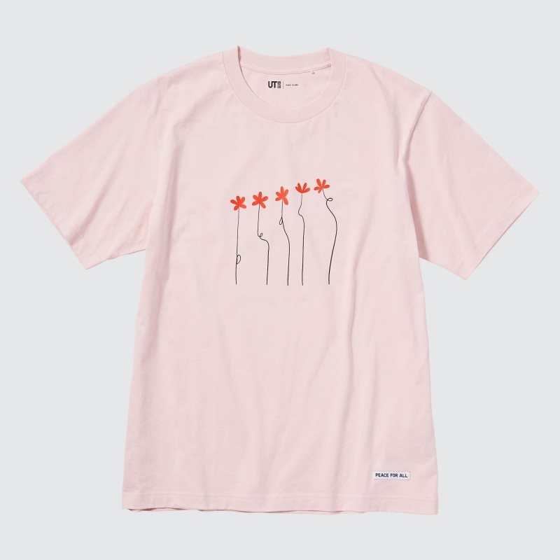 Men Uniqlo Peace For All Short-sleeve Graphic Hana Tajima T Shirts Pink | 3985930