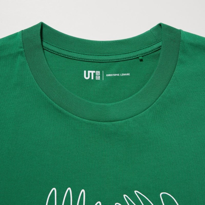 Men Uniqlo Peace For All Short-sleeve Graphic Christophe Lemaire T Shirts Green | 5546001