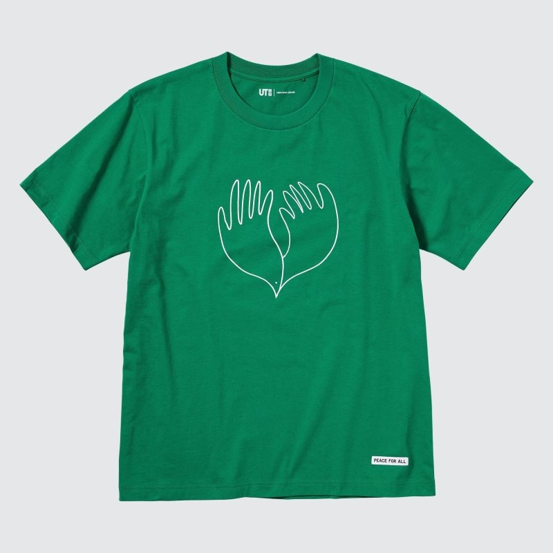 Men Uniqlo Peace For All Short-sleeve Graphic Christophe Lemaire T Shirts Green | 5546001