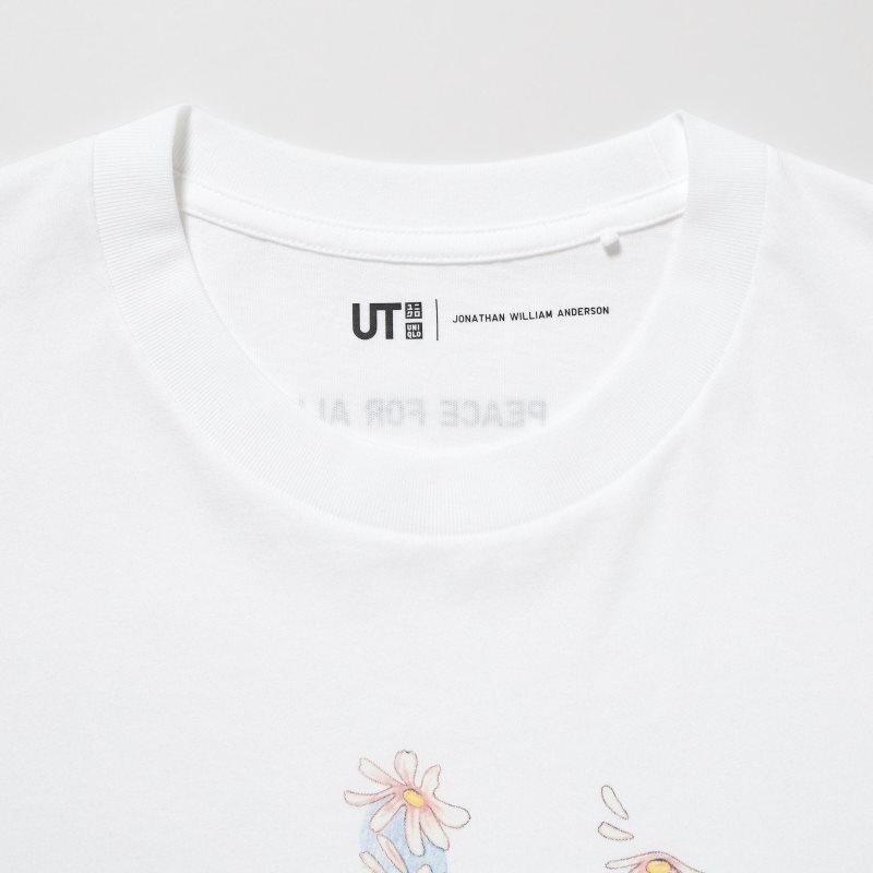 Men Uniqlo Peace For All Ut Jw Anderson Short-sleeve Graphic T Shirts White | 4462973