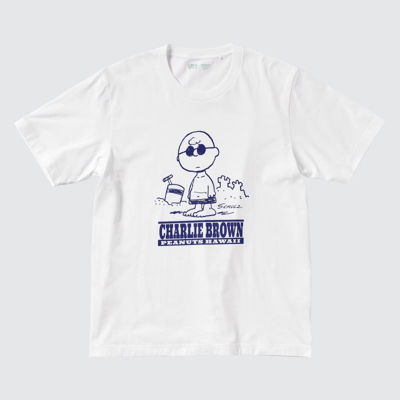 Men Uniqlo Peanuts Hawaii Ut Short Sleeve Graphic T Shirts White | 7753820