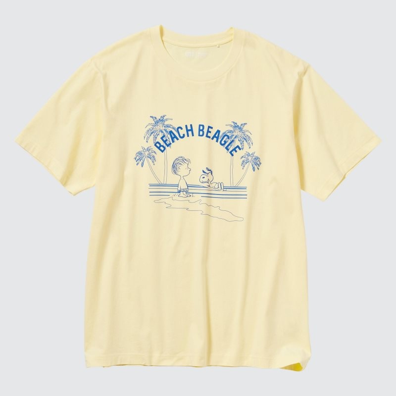 Men Uniqlo Peanuts Hawaii Ut Short Sleeve Graphic T Shirts Yellow | 7041323