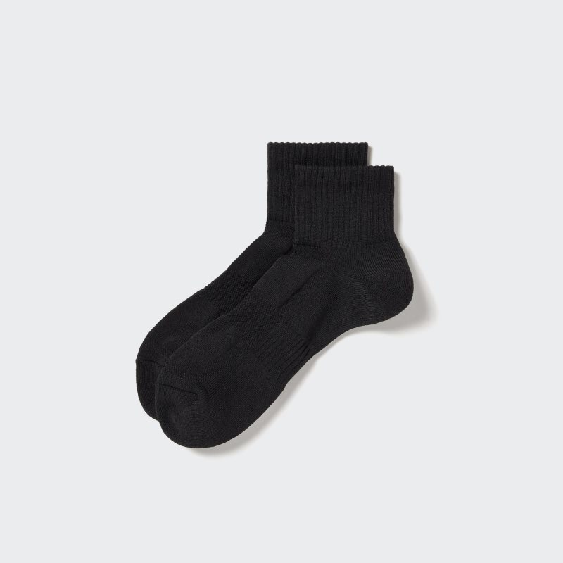 Men Uniqlo Pile Half Socks Black | 9424042