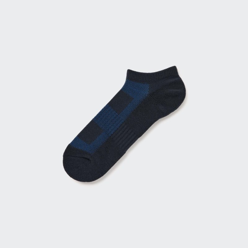 Men Uniqlo Pile Mesh Short Socks Navy | 2491221
