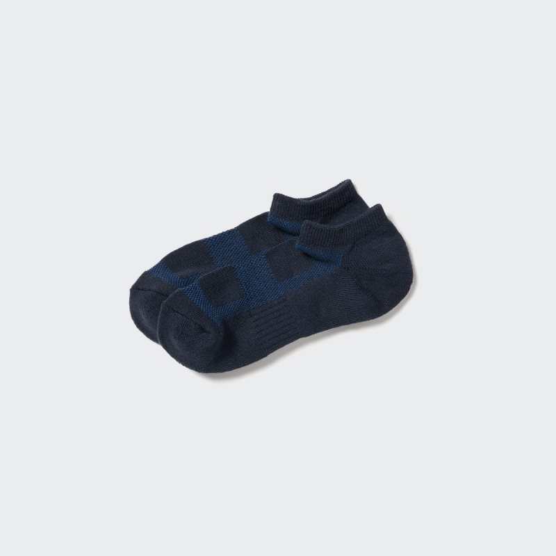 Men Uniqlo Pile Mesh Short Socks Navy | 2491221
