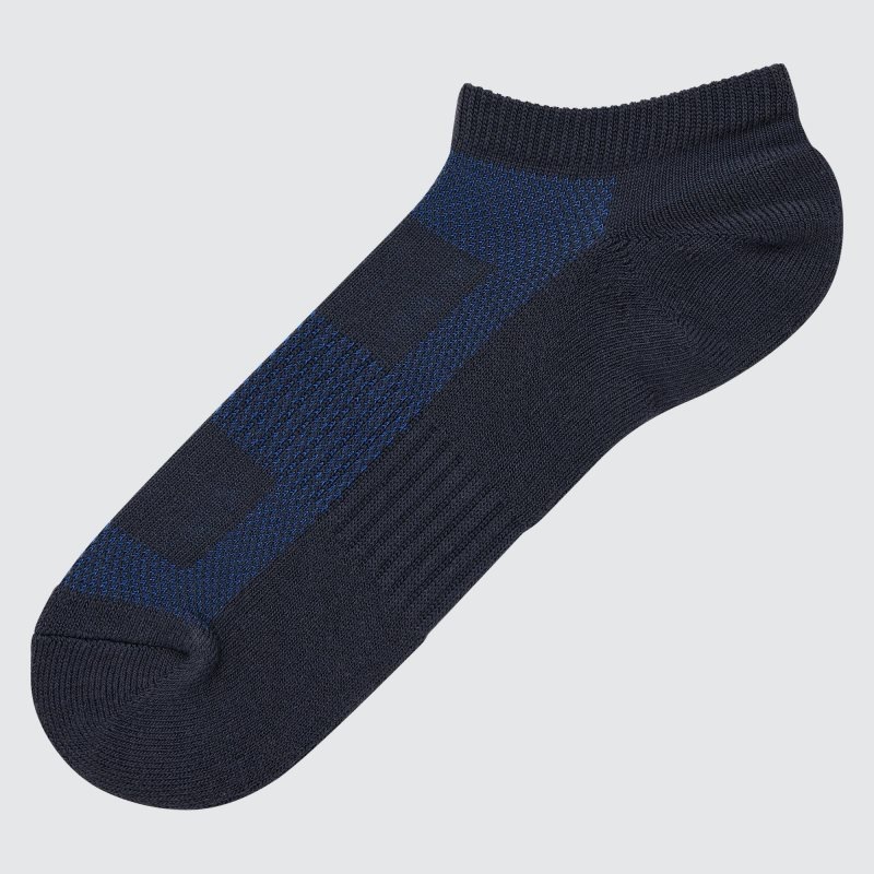 Men Uniqlo Pile Mesh Short Socks Navy | 8639939