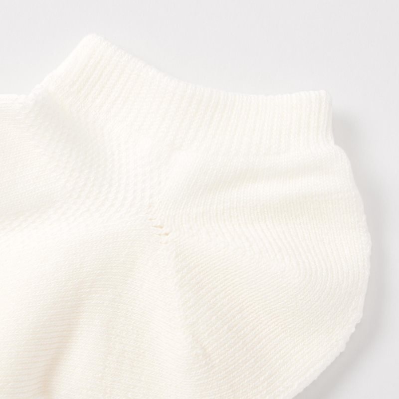 Men Uniqlo Pile Mesh Short Socks White | 3438249