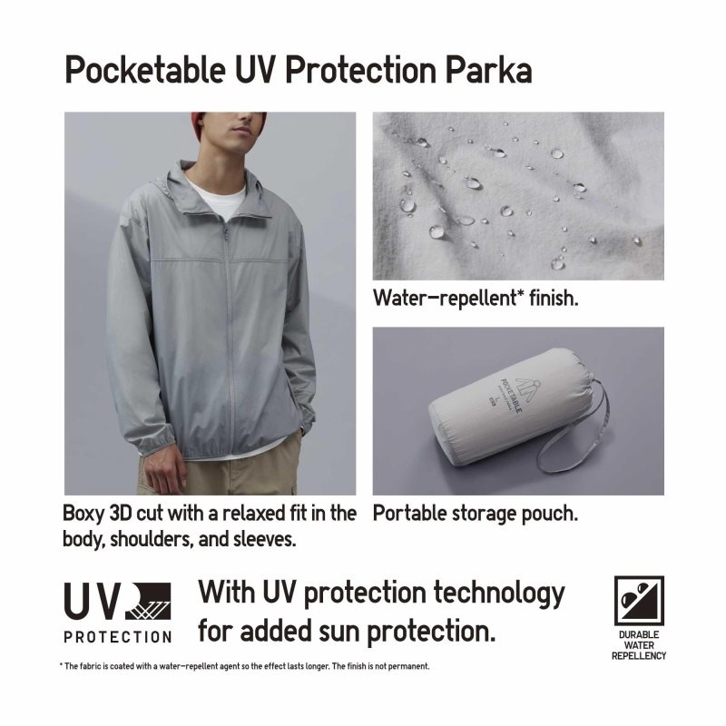 Men Uniqlo Pocketable Uv Protection 3d Cut Parka Orange | 6181389
