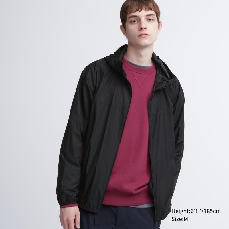 Men Uniqlo Pocketable Uv Protection 3d Cut Parka Black | 5898736