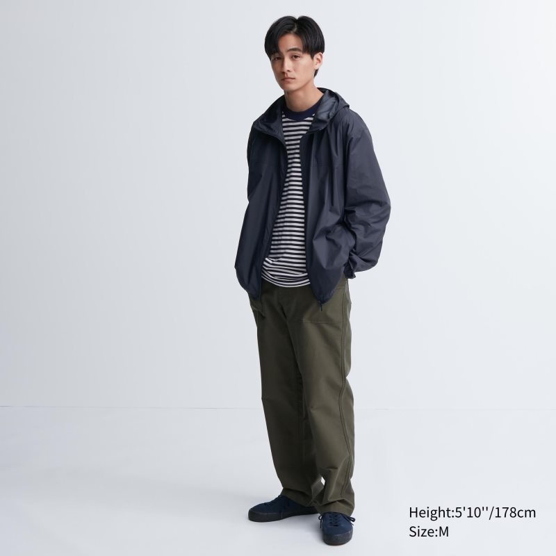 Men Uniqlo Pocketable Uv Protection 3d Cut Parka Green | 2800800