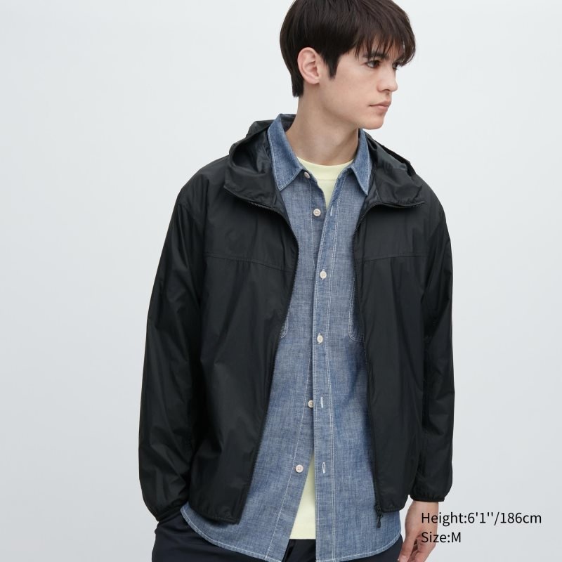 Men Uniqlo Pocketable Uv Protection 3d Cut Parka Black | 5671623