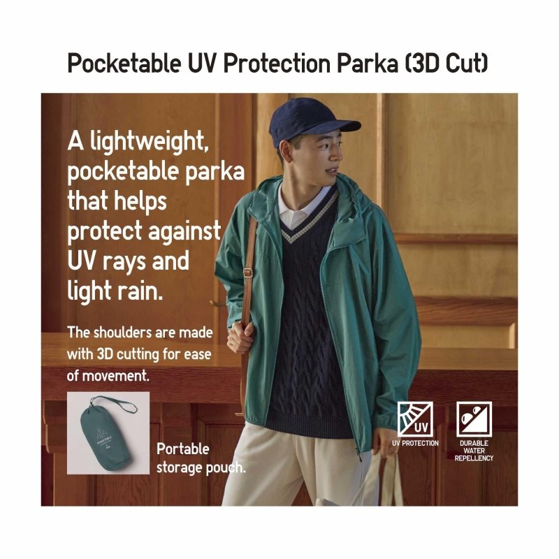 Men Uniqlo Pocketable Uv Protection 3d Cut Color Block Parka Yellow | 305001
