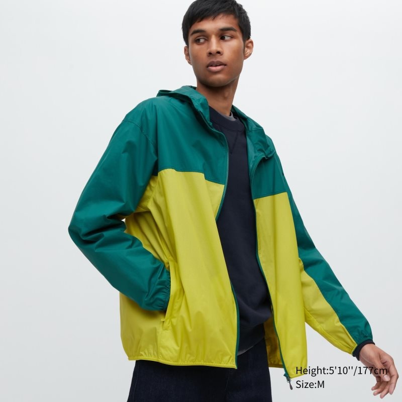 Men Uniqlo Pocketable Uv Protection 3d Cut Color Block Parka Yellow | 305001