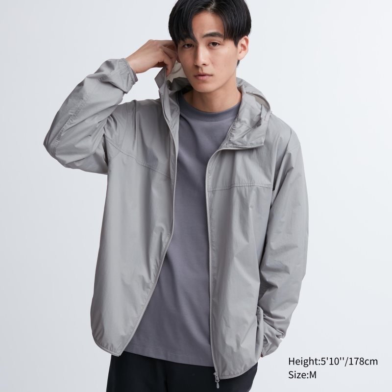 Men Uniqlo Pocketable Uv Protection 3d Cut Parka Grey | 4038131