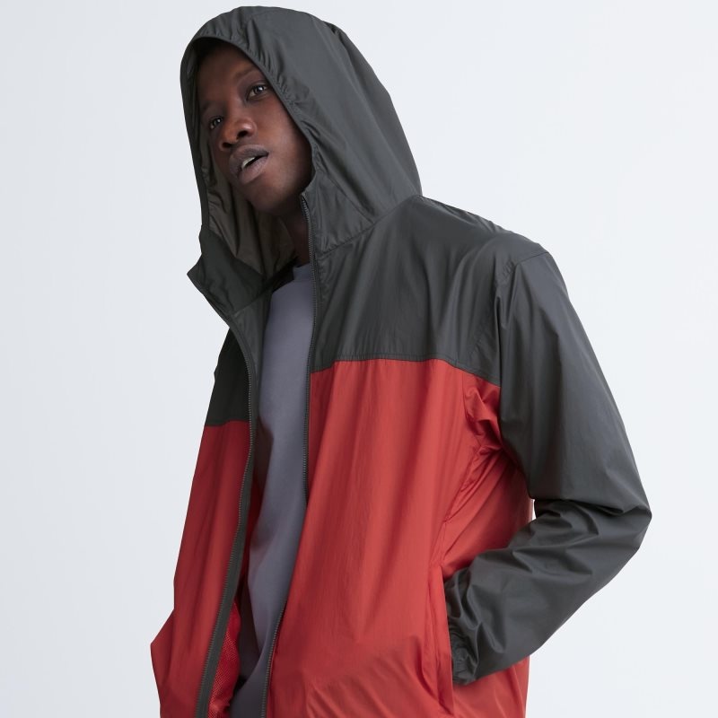 Men Uniqlo Pocketable Uv Protection 3d Cut Color Block Parka Red | 4114964