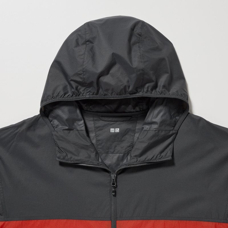 Men Uniqlo Pocketable Uv Protection 3d Cut Color Block Parka Red | 4114964