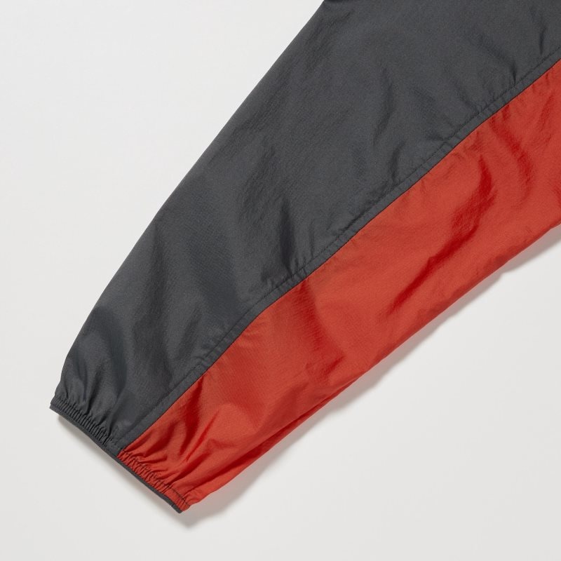 Men Uniqlo Pocketable Uv Protection 3d Cut Color Block Parka Red | 4114964