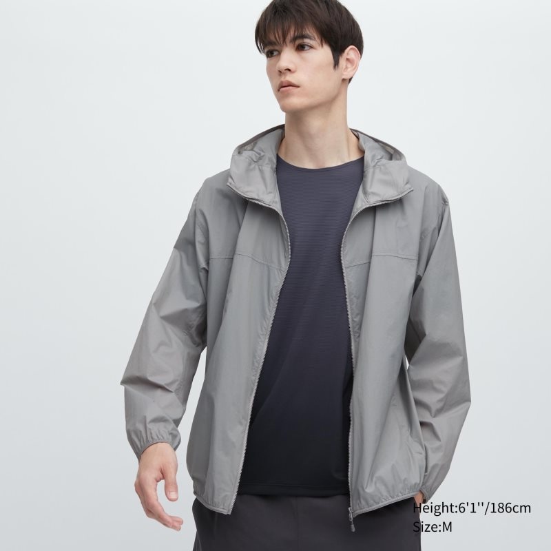 Men Uniqlo Pocketable Uv Protection 3d Cut Parka Grey | 1402906